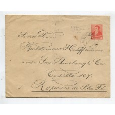 ARGENTINA ENTERO POSTAL GJ SOB-33 SOBRE POSTAL CIRCULADO CON MATASELLO ALEJO LEDESMA SANTA FE